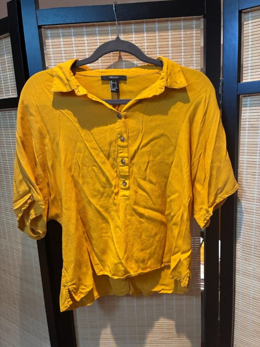 Forever 21 Mustard Collared Blouse Size L